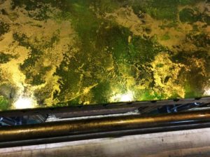 Vintage gold and green bar counter, metallic bar top